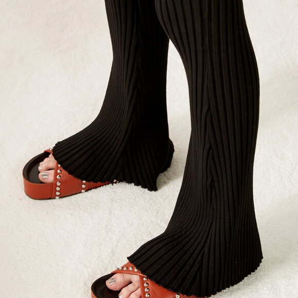 Simon Miller Rib Black Welton Ribbed Flare Pull on Pant Size S - Picture 4 of 12